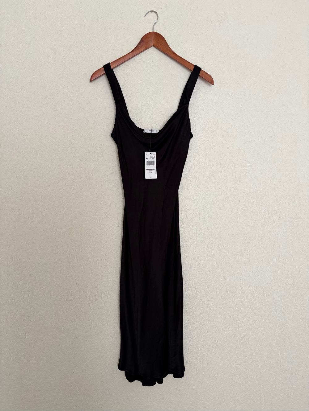 Mango Black Midi Scoop Neck Slip Dress